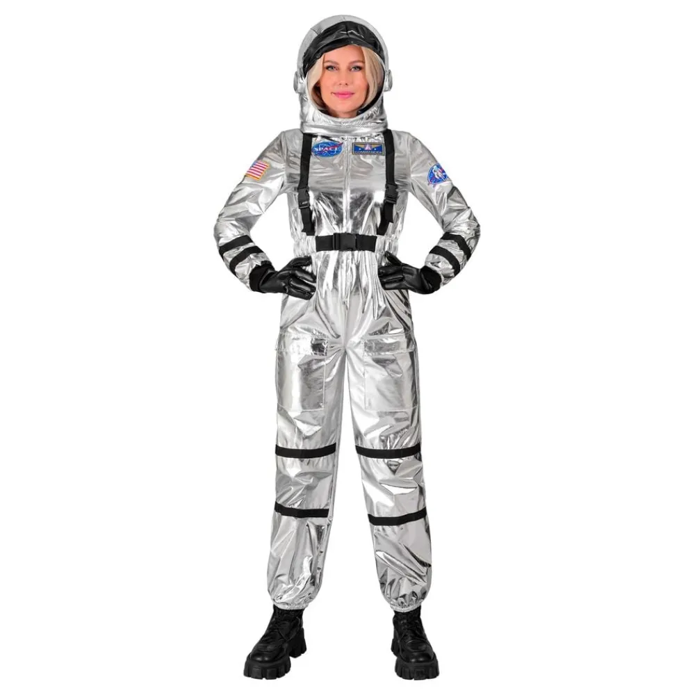 Widmann S.r.l. Astronaut Silver Metallic Dame Kostume - Udklædningskostumer|Kostumetema