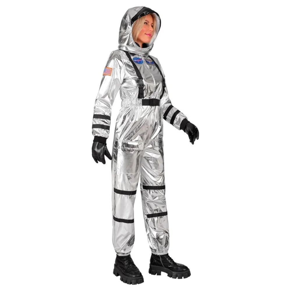 Widmann S.r.l. Astronaut Silver Metallic Dame Kostume - Udklædningskostumer|Kostumetema