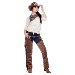 Discount Wilbers Karnaval B.V. Autentiske Western Chaps Dame Brune