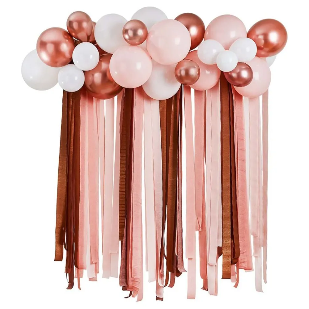 CG Global Products Ltd Ballonbue med Streamers Hvid/Roséguld Metallic - Oppyntning|Balloner