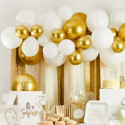 CG Global Products Ltd Ballonbue med Streamers Hvid/Guld Metallic - Oppyntning|Balloner