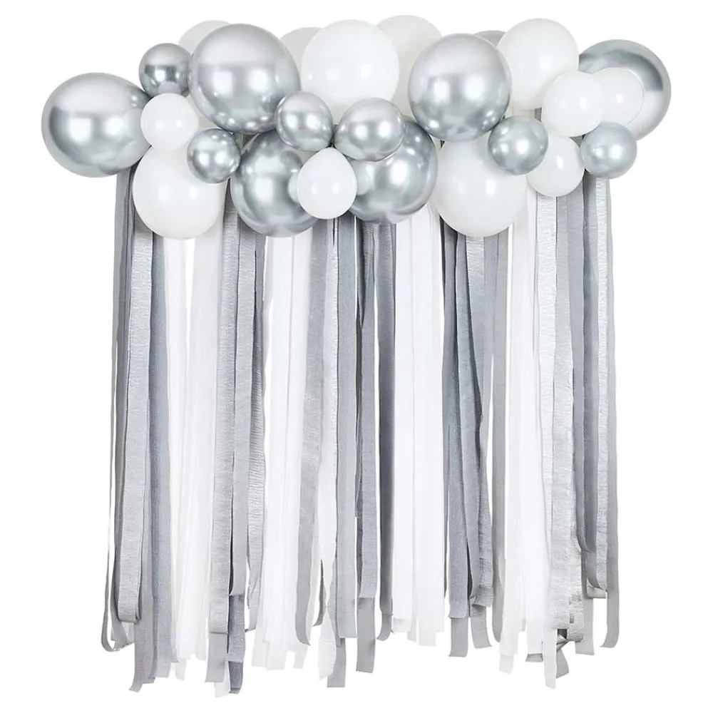 CG Global Products Ltd Ballonbue med Streamers Hvid/Sølv Metallic - Oppyntning|Balloner
