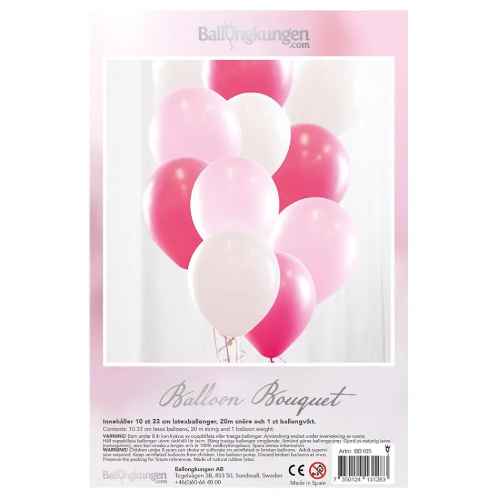Ballongkungen AB Ballonbuket Lyserød/Hvid - Balloner