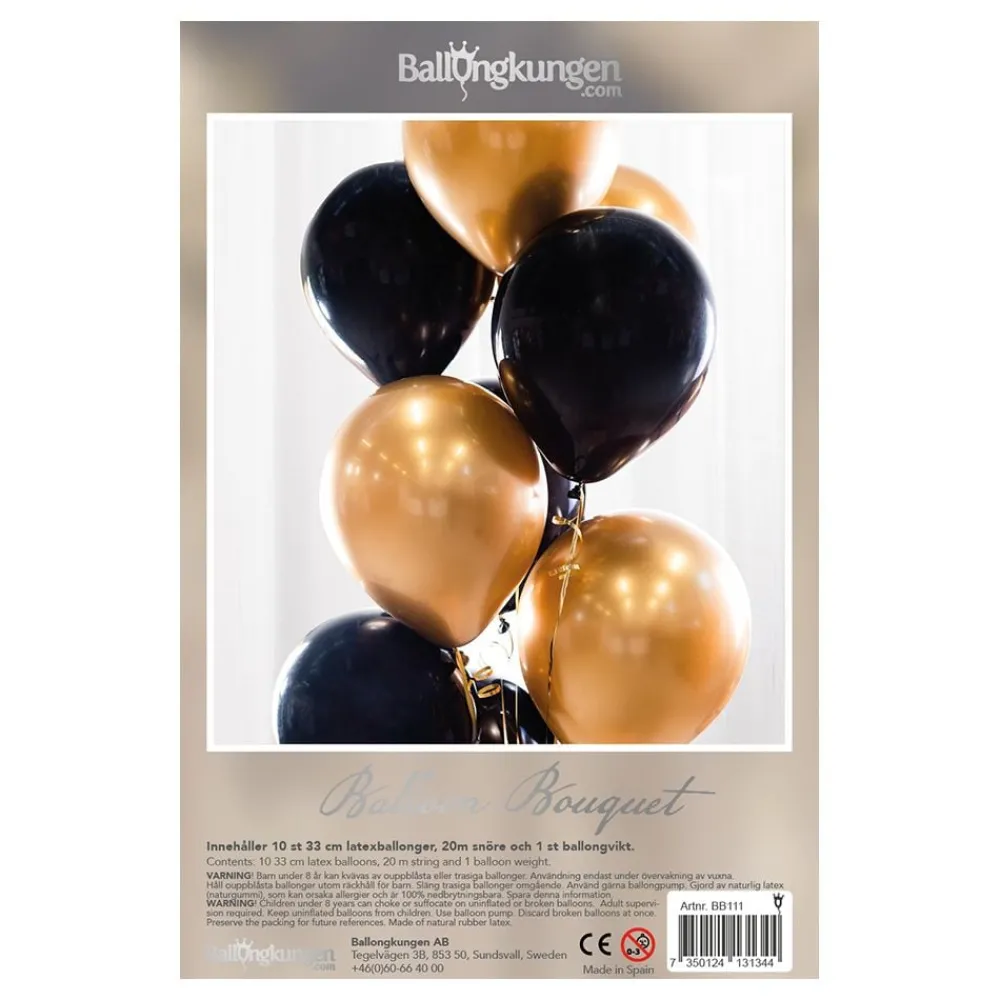 Ballongkungen AB Ballonbuket Sort/Guld - Oppyntning|Balloner