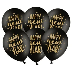 PartyDeco sp. z o.o. Balloner Happy New Year Sort/Guld - Oppyntning|Balloner