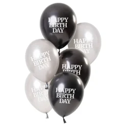 Folat B.V. Balloner Hvide/Sorte Happy Birthday
