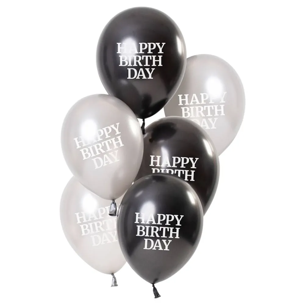 Folat B.V. Balloner Hvide/Sorte Happy Birthday