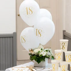 Santex Balloner 18 Hvid/Guld - Balloner