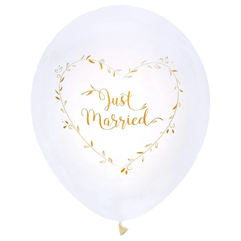 Santex Balloner Just Married Hvid/Guld - Balloner