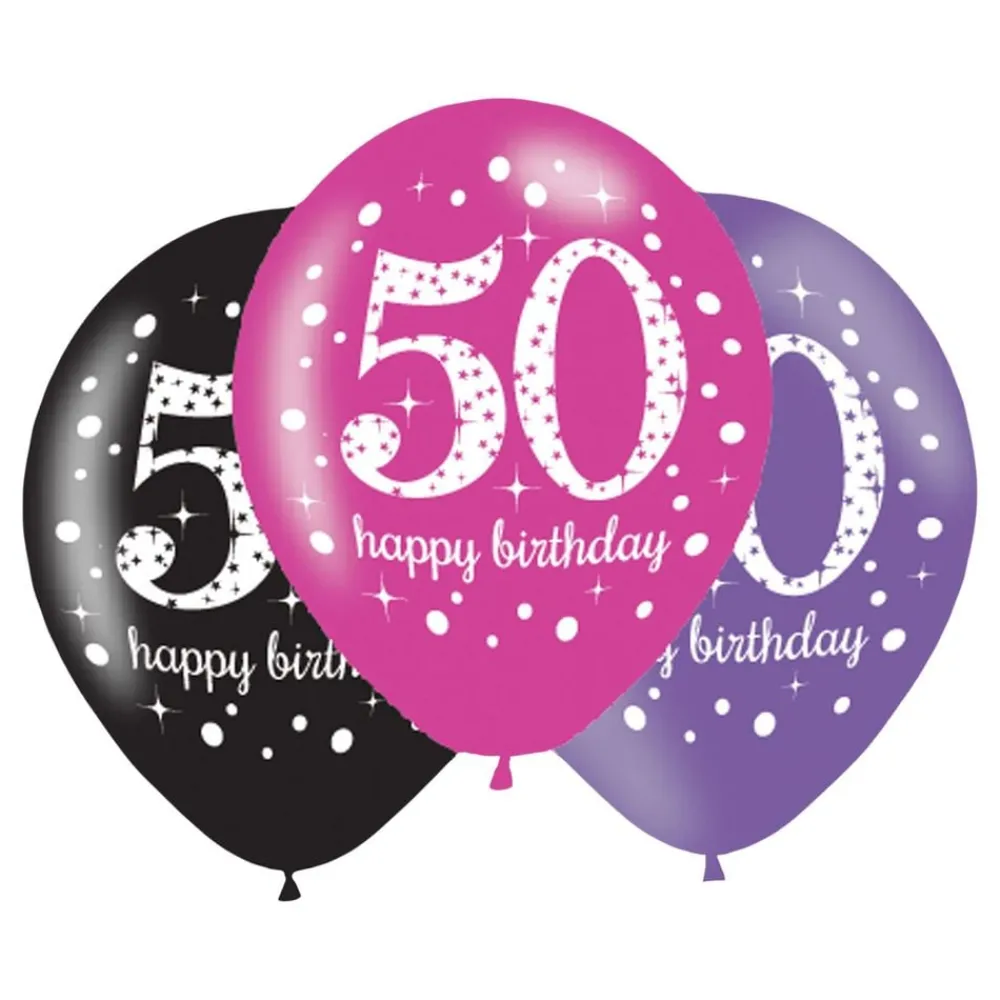 Reithmüller Europe GmbH Balloner 50 Lyserød/Sort Happy Birthday - Balloner