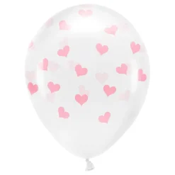 PartyDeco sp. z o.o. Balloner Transparente med Lyserøde Hjerter - Balloner