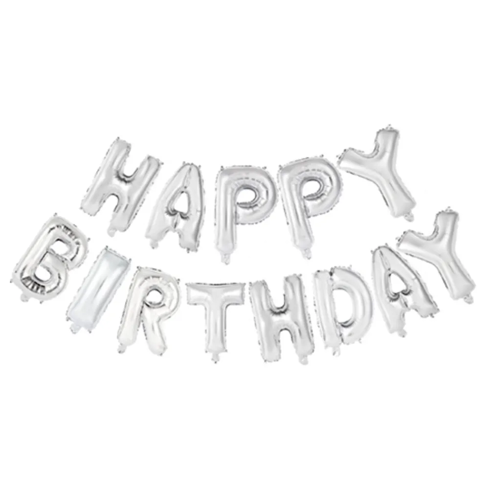PartyDeco sp. z o.o. Ballonguirlande Happy Birthday Sølv - Oppyntning|Balloner