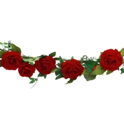 CHAKS Blomsterguirlande Roser Røde i Velour Deluxe - Oppyntning|Borddækning