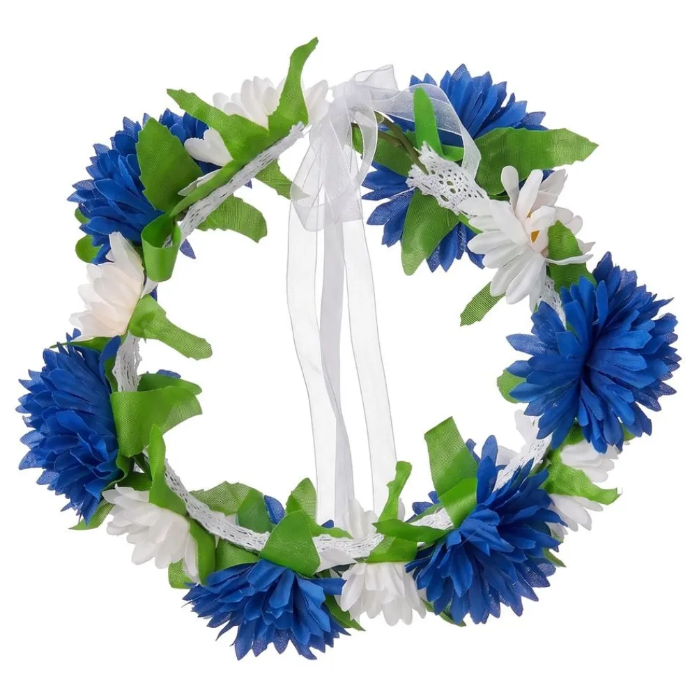 Hot Dynäs Import AB Blomsterkrans Blå/Hvid med Silkebånd