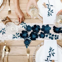 PartyDeco sp. z o.o. Blondestof Blomster Offwhite på Rulle - Hobby & Fritid|Oppyntning