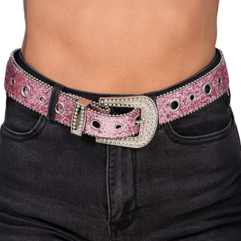CHAKS Bælte med Glitter Lyserød - Tilbehør|Accessories