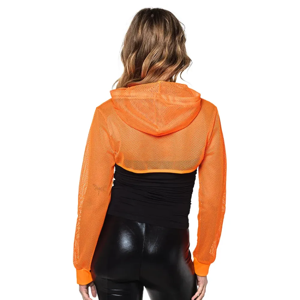 Boland Party Partners B.V. Bolero Fishnet UV Neonorange - Tøj|Tilbehør