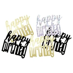 Discount Unique UK Inc t/as Unique Party Bordkonfetti Happy Birthday Sølv/Guld/Sort
