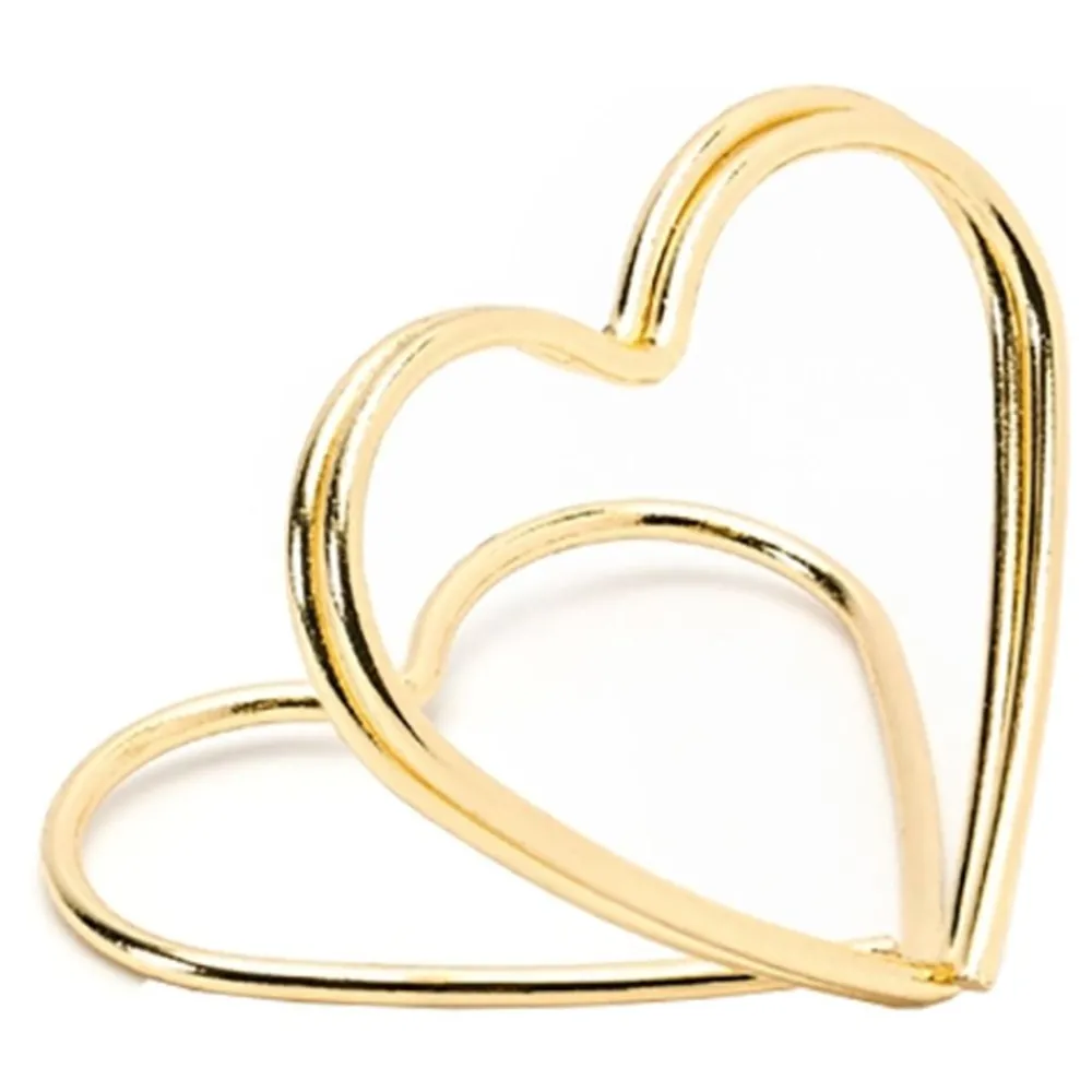 PartyDeco sp. z o.o. Bordkortholdere Hjerter Guld Metallic - Borddækning