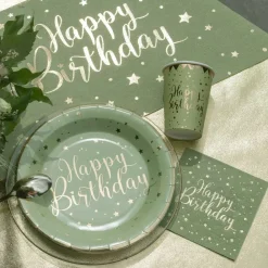 Santex Bordløber Happy Birthday Grøn/Guld - Borddækning