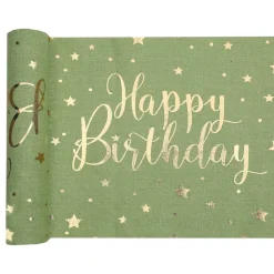 Santex Bordløber Happy Birthday Grøn/Guld - Borddækning