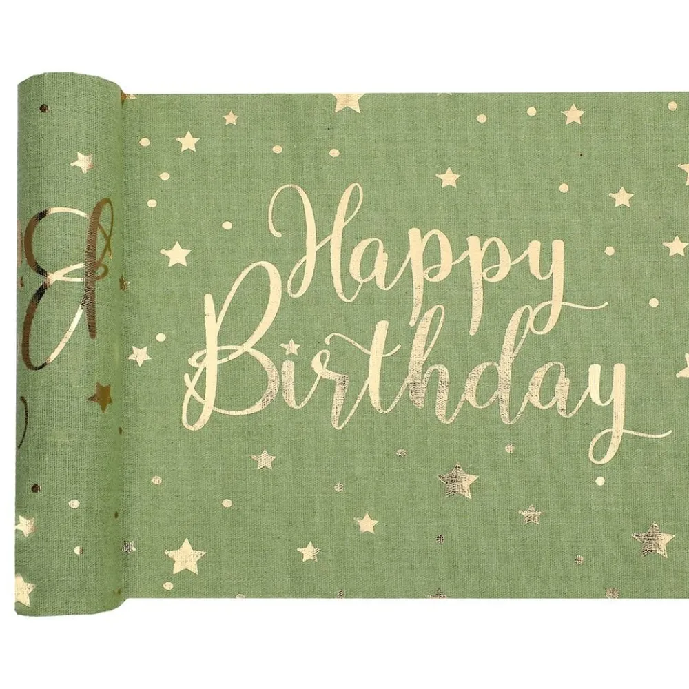 Santex Bordløber Happy Birthday Grøn/Guld - Borddækning
