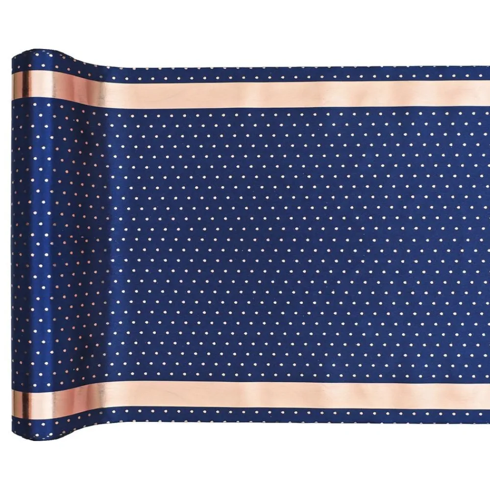Santex Bordløber Prikket Navy/Rosaguld - Borddækning