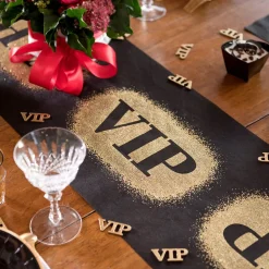 Santex Bordløber VIP Guld/Sort - Eventartikler|Borddækning