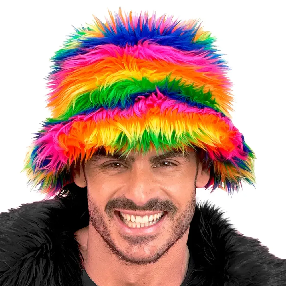 Widmann S.r.l. Bucket Hat Fluffy Regnbue - Tøj|Kostumetema