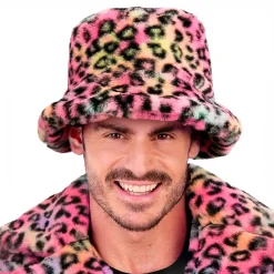 Online Widmann S.r.l. Bucket Hat i kunstpels leopard lyserød