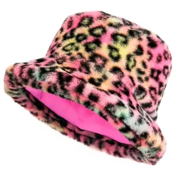 Online Widmann S.r.l. Bucket Hat i kunstpels leopard lyserød