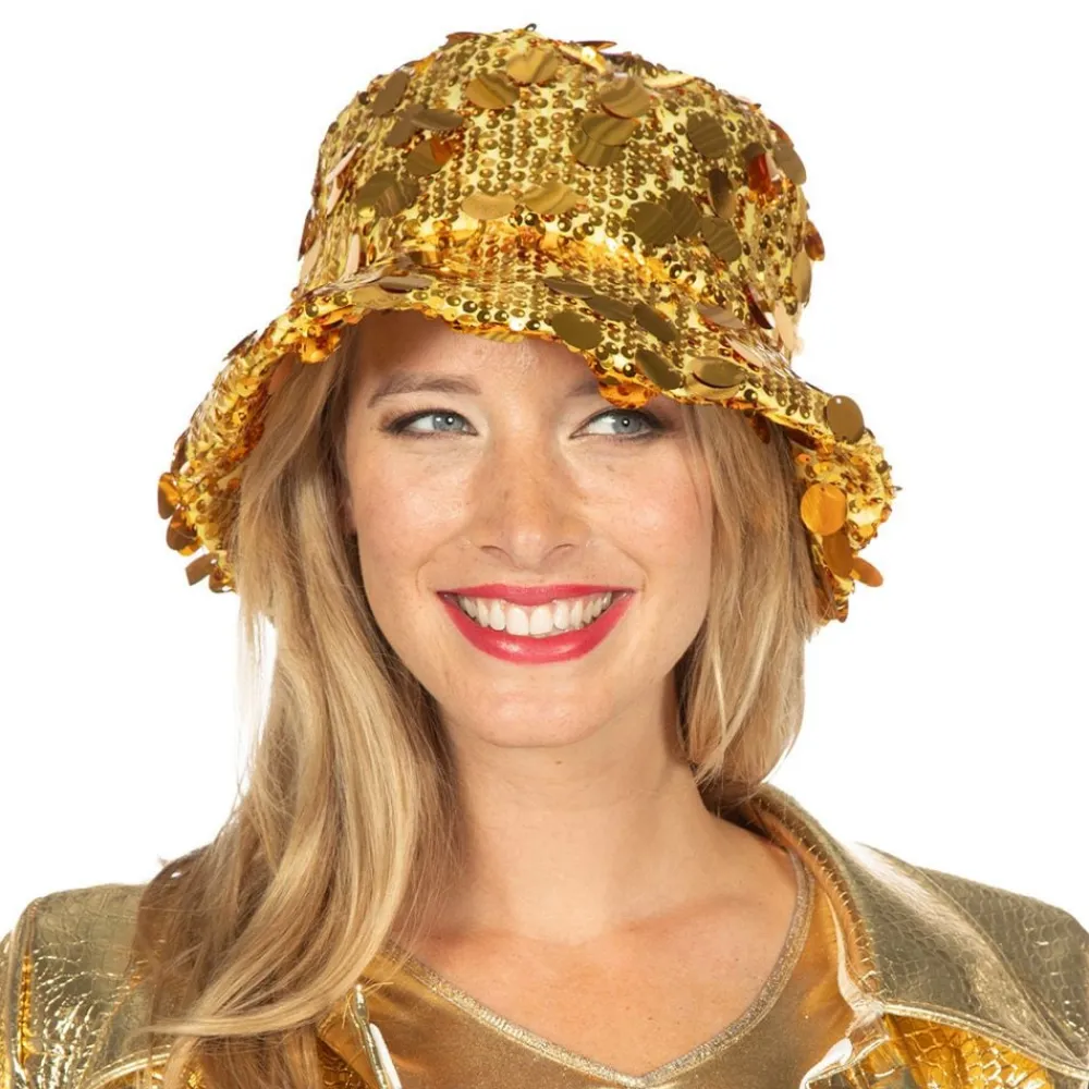 Outlet Wilbers Karnaval B.V. Bucket Hat Pailletter Guld