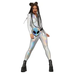 New Rubies Netherland B.V. Catsuit Sølv Holograpic Kostume