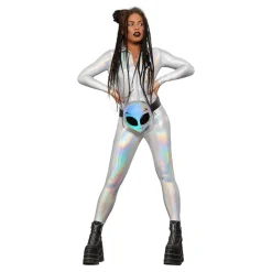 New Rubies Netherland B.V. Catsuit Sølv Holograpic Kostume