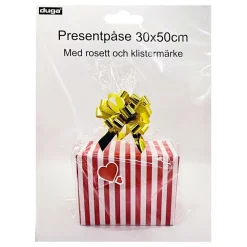 Dynäs Import AB Cellofanpose med Sløjfe og Stickers - Festtilbehør|Gaveindpakning