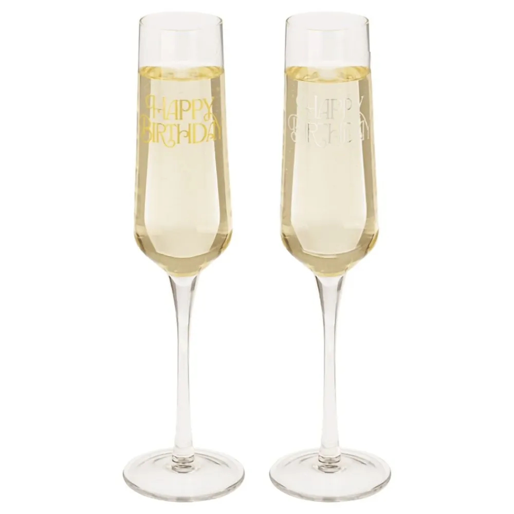 Out of the blue KG Champagneglas Sæt Happy Birthday - Drikkeglas