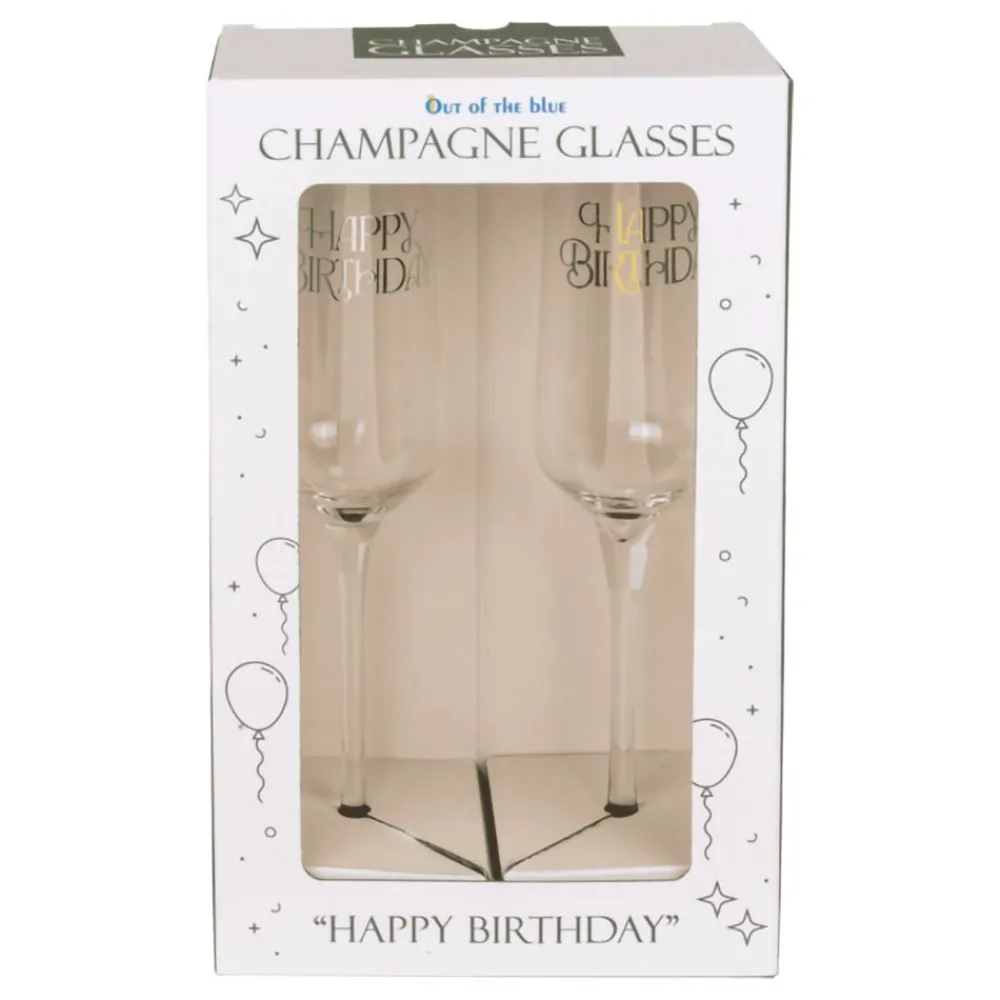 Out of the blue KG Champagneglas Sæt Happy Birthday - Drikkeglas
