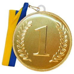 Online ERT Godis AB Chokolademedalje nr. 1 med Blåt/Gult Bånd