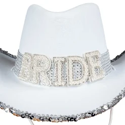Boland Party Partners B.V. Cowboyhat Bride Hvid med Rhinsten