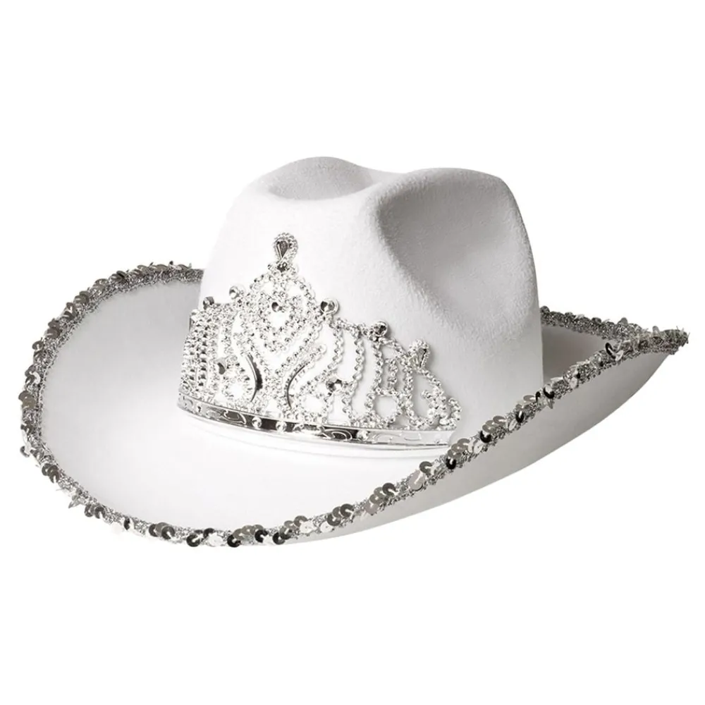Best Boland Party Partners B.V. Cowboyhat Hvid med Tiara