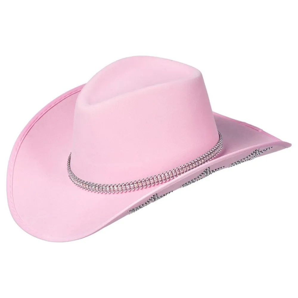 Wilbers Karnaval B.V. Cowboyhat Lyserød med Glimmerstjerner - Kostumetema|Hatte