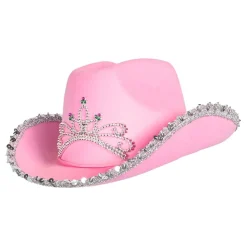 Boland Party Partners B.V. Cowboyhat Lyserød med Tiara til Børn