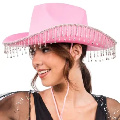 Clearance CHAKS Cowboyhat med Strass Lyserød