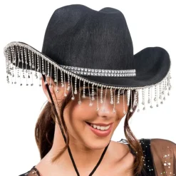 New CHAKS Cowboyhat med strass sort