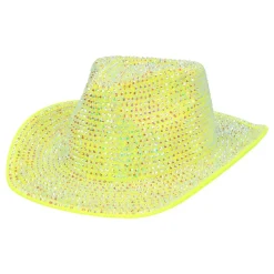 Boland Party Partners B.V. Cowboyhat med Strass UV Neongul - Tøj|Kostumetema