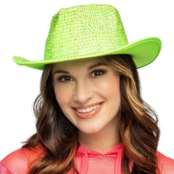 Hot Boland Party Partners B.V. Cowboyhat med Strass UV Neongrøn