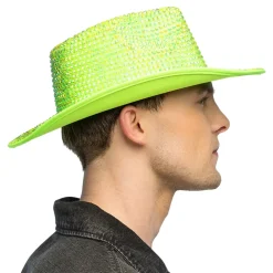 Hot Boland Party Partners B.V. Cowboyhat med Strass UV Neongrøn