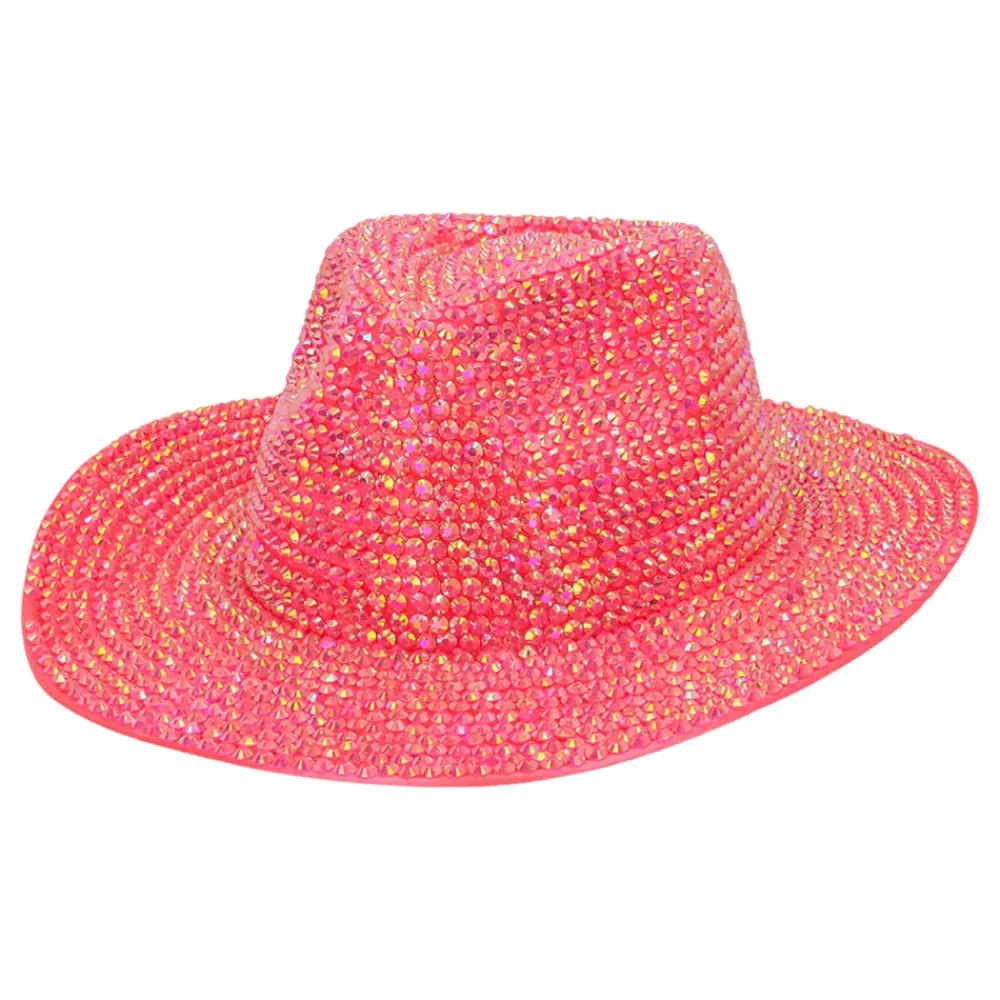 Boland Party Partners B.V. Cowboyhat med Strass UV Neonlyserød - Tøj|Kostumetema