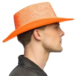 Sale Boland Party Partners B.V. Cowboyhat med Strass UV Neonorange