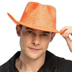 Sale Boland Party Partners B.V. Cowboyhat med Strass UV Neonorange
